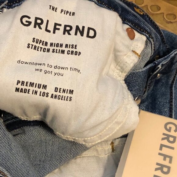 NWT GRLFRND Piper Jean Super High Rise Stretch Slim Crop Distress 28 MSRP $200 - Picture 8 of 9